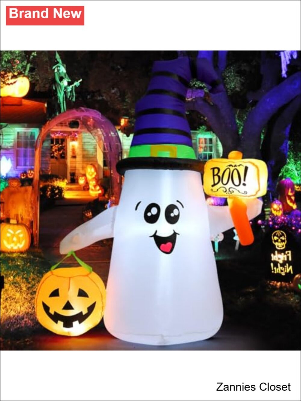 👻 Halloween Inflatables Ghost 5 FT Outdoor Decoration Wizard Pumpkin Built-in